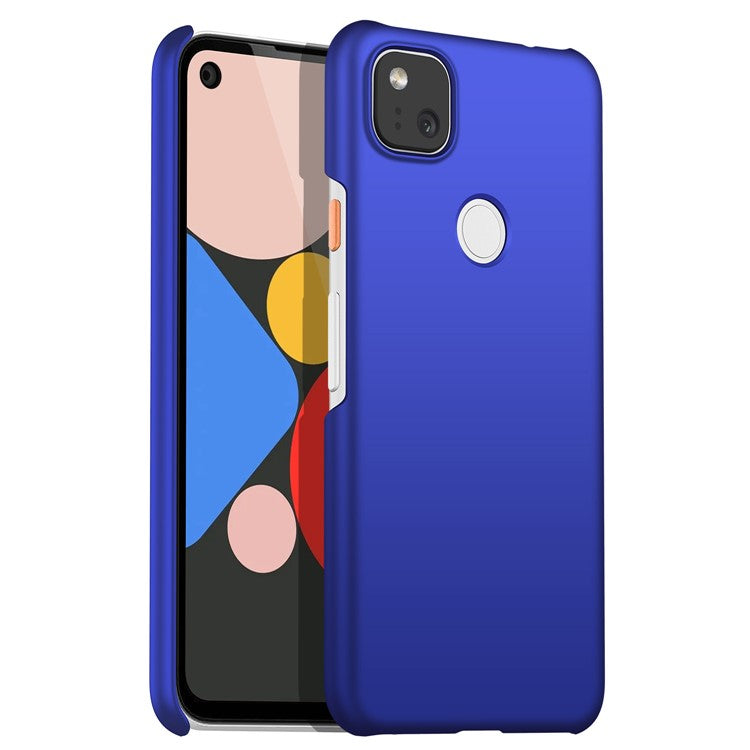 For Google Pixel 4a Mobile Phone Cover Hard Plastic Shockproof Solid Color Cell Phone Back Case - Blue