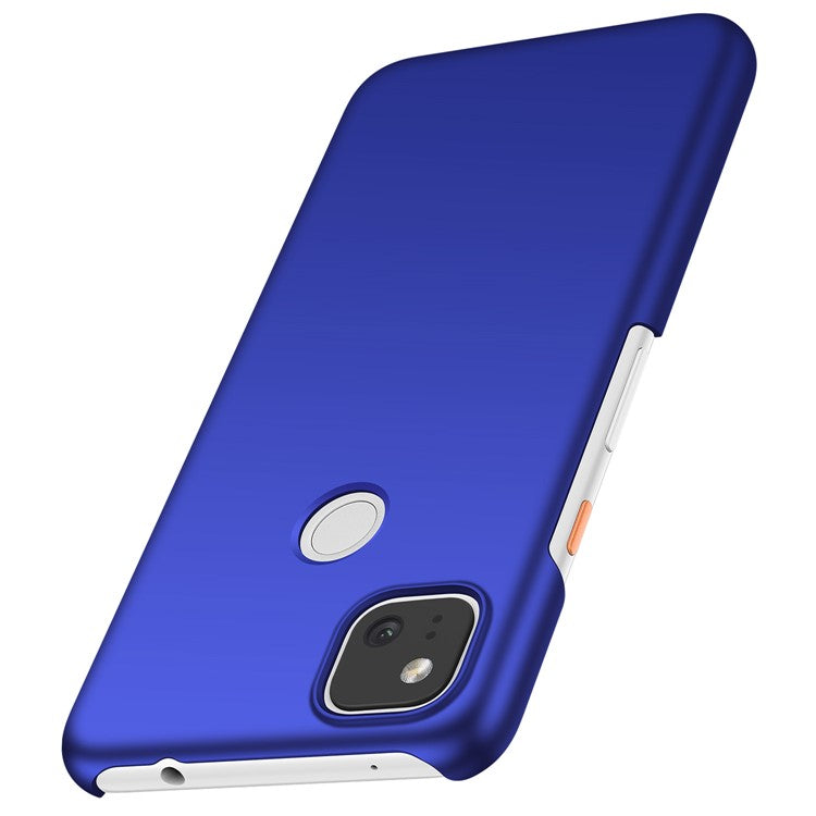 For Google Pixel 4a Mobile Phone Cover Hard Plastic Shockproof Solid Color Cell Phone Back Case - Blue