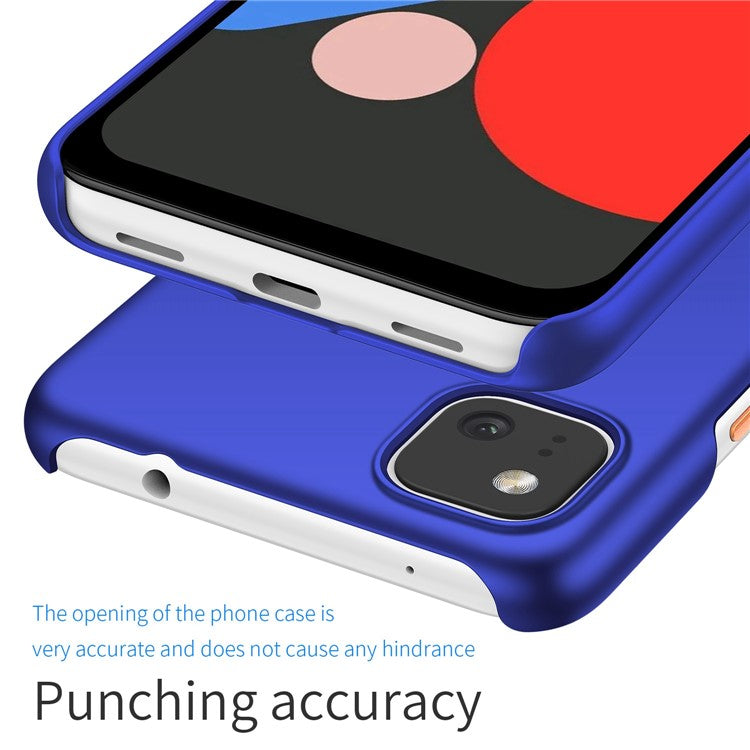 For Google Pixel 4a Mobile Phone Cover Hard Plastic Shockproof Solid Color Cell Phone Back Case - Blue