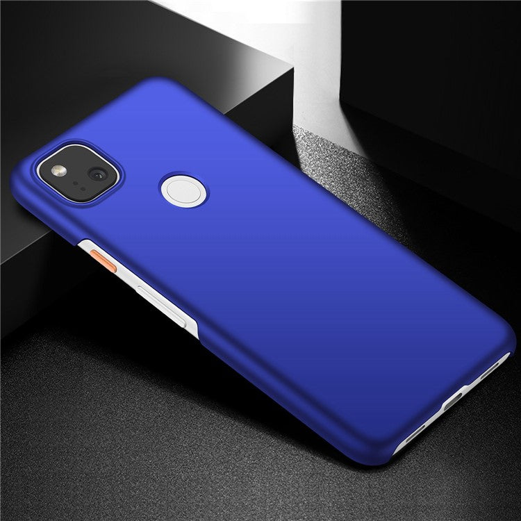 For Google Pixel 4a Mobile Phone Cover Hard Plastic Shockproof Solid Color Cell Phone Back Case - Blue