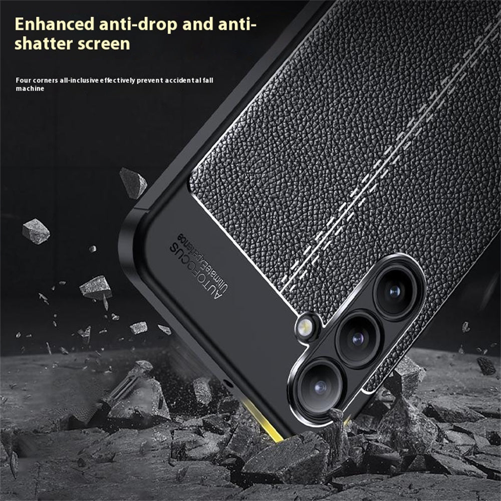 For Samsung Galaxy A16 5G / 4G Case Litchi Texture TPU Flexible Phone Cover, Black