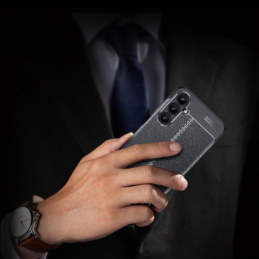 For Samsung Galaxy A16 5G / 4G Case Litchi Texture TPU Flexible Phone Cover, Black