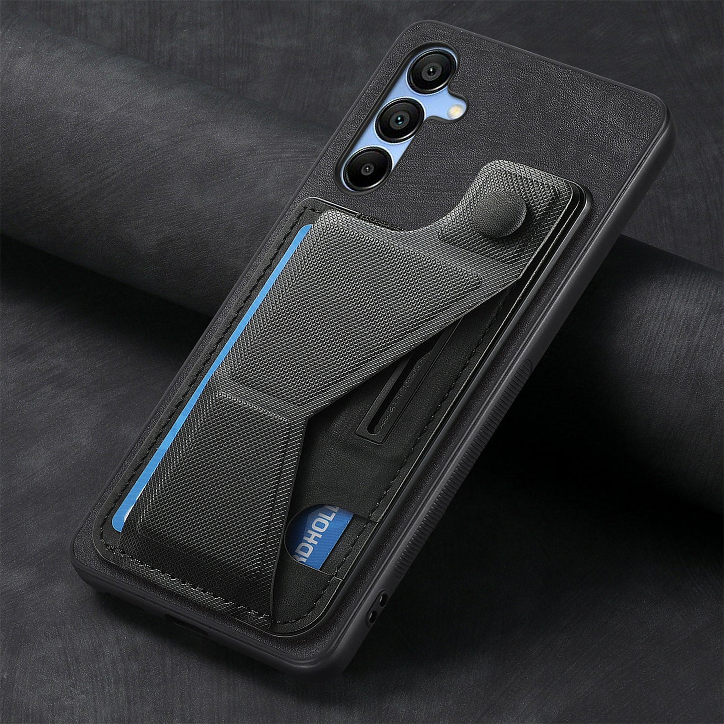 For Samsung Galaxy A16 4G / 5G Case Retro Leather Back Cover Card Slot Side Kickstand - Black