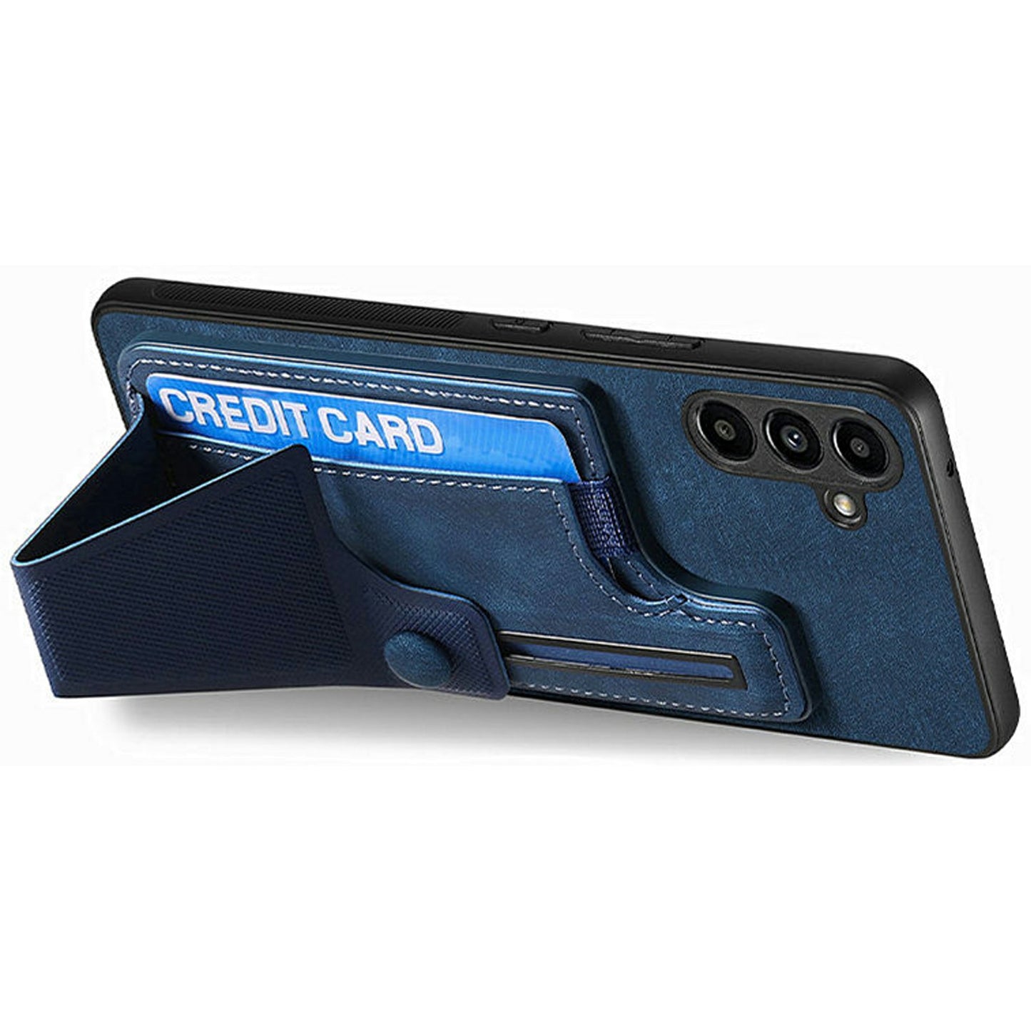 For Samsung Galaxy A16 4G / 5G Case Retro Leather Back Cover Card Slot Side Kickstand - Blue