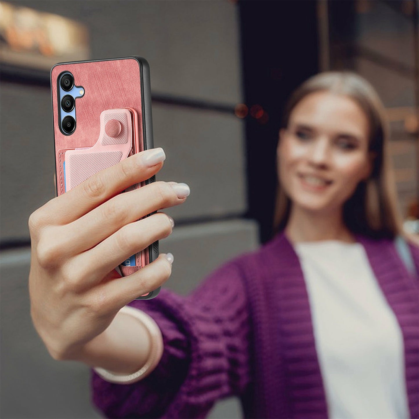 For Samsung Galaxy A16 4G / 5G Case Retro Leather Back Cover Card Slot Side Kickstand - Pink