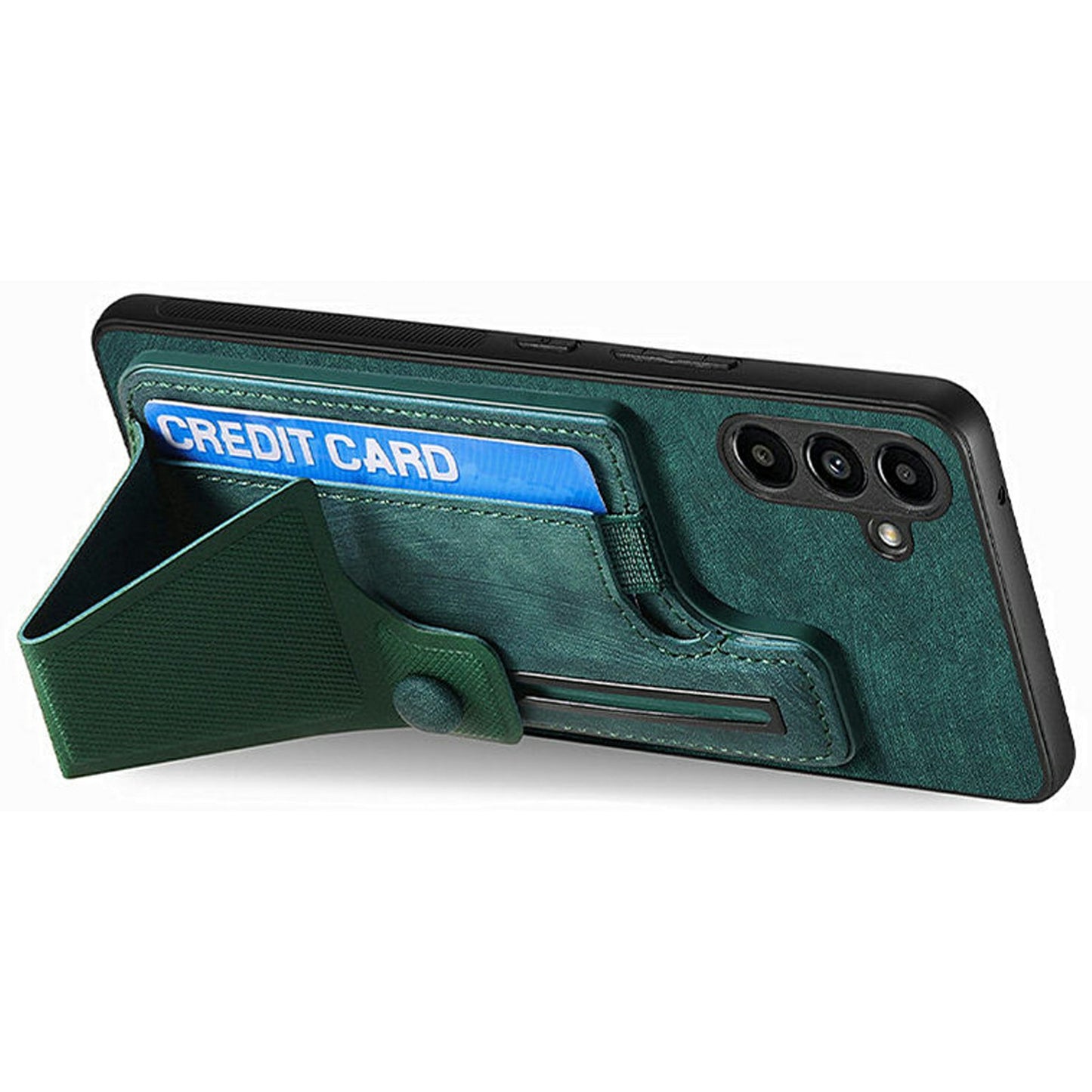 For Samsung Galaxy A16 4G / 5G Case Retro Leather Back Cover Card Slot Side Kickstand - Green