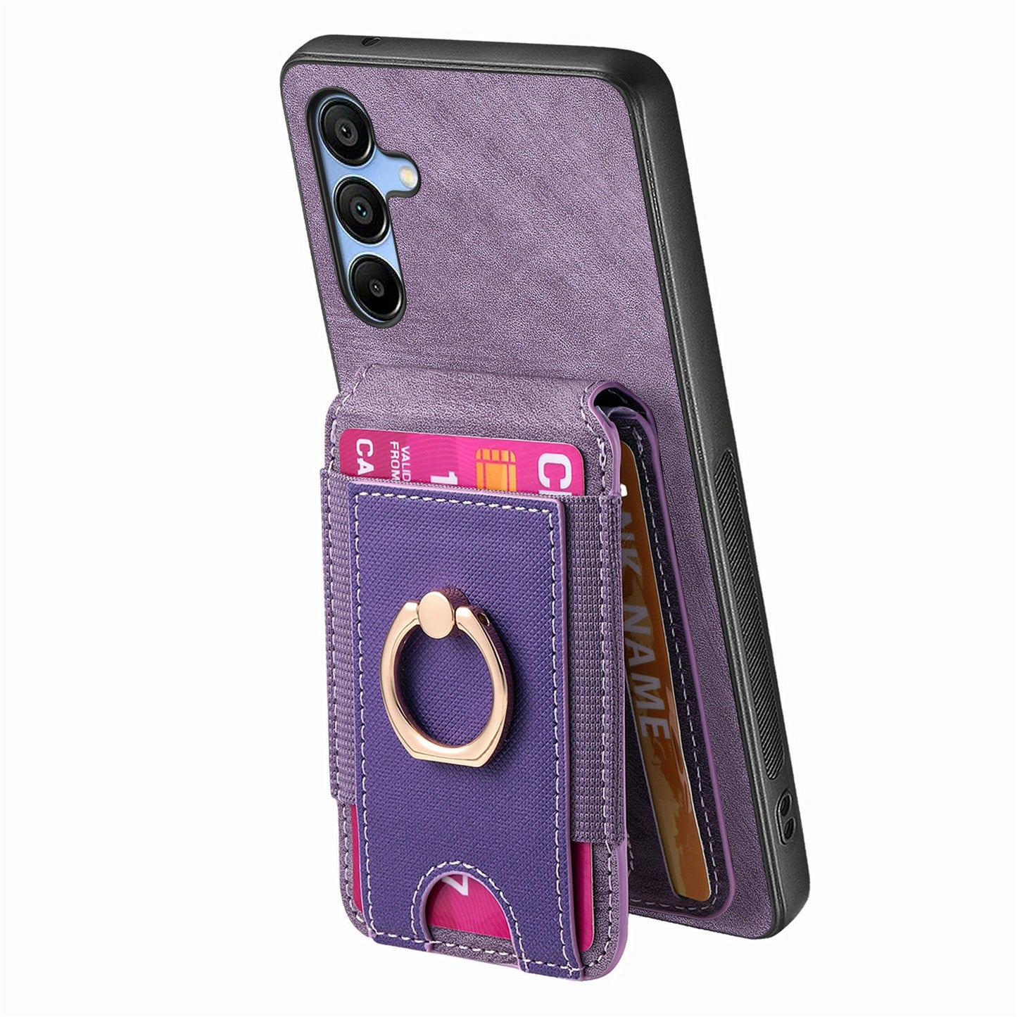 For Samsung Galaxy A16 4G / 5G Case Vertical Flip Card Holder Ring Holder Kickstand Leather Back Cover - Purple
