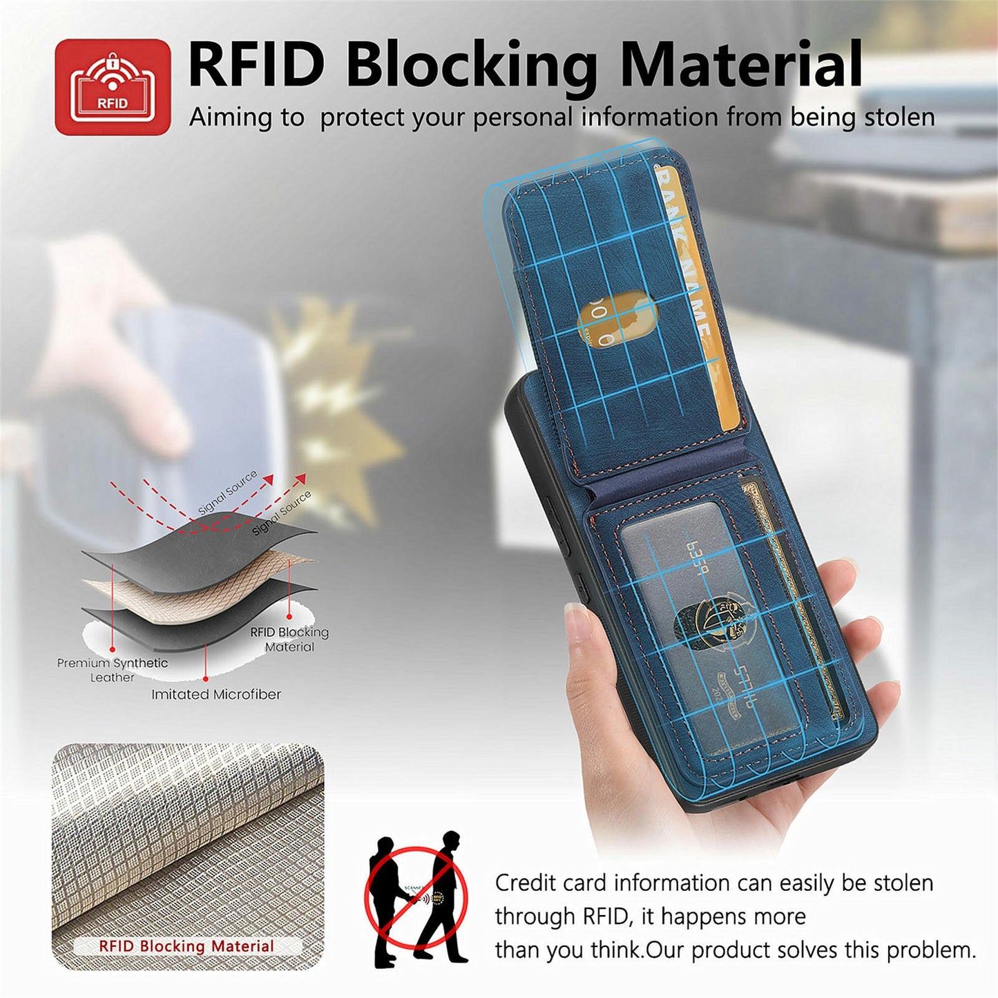 For Samsung Galaxy A16 4G / 5G Case Vertical Flip Card Holder Ring Holder Kickstand Leather Back Cover - Blue