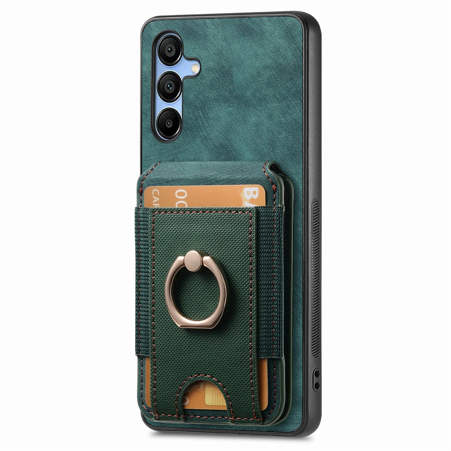 For Samsung Galaxy A16 4G / 5G Case Vertical Flip Card Holder Ring Holder Kickstand Leather Back Cover - Green
