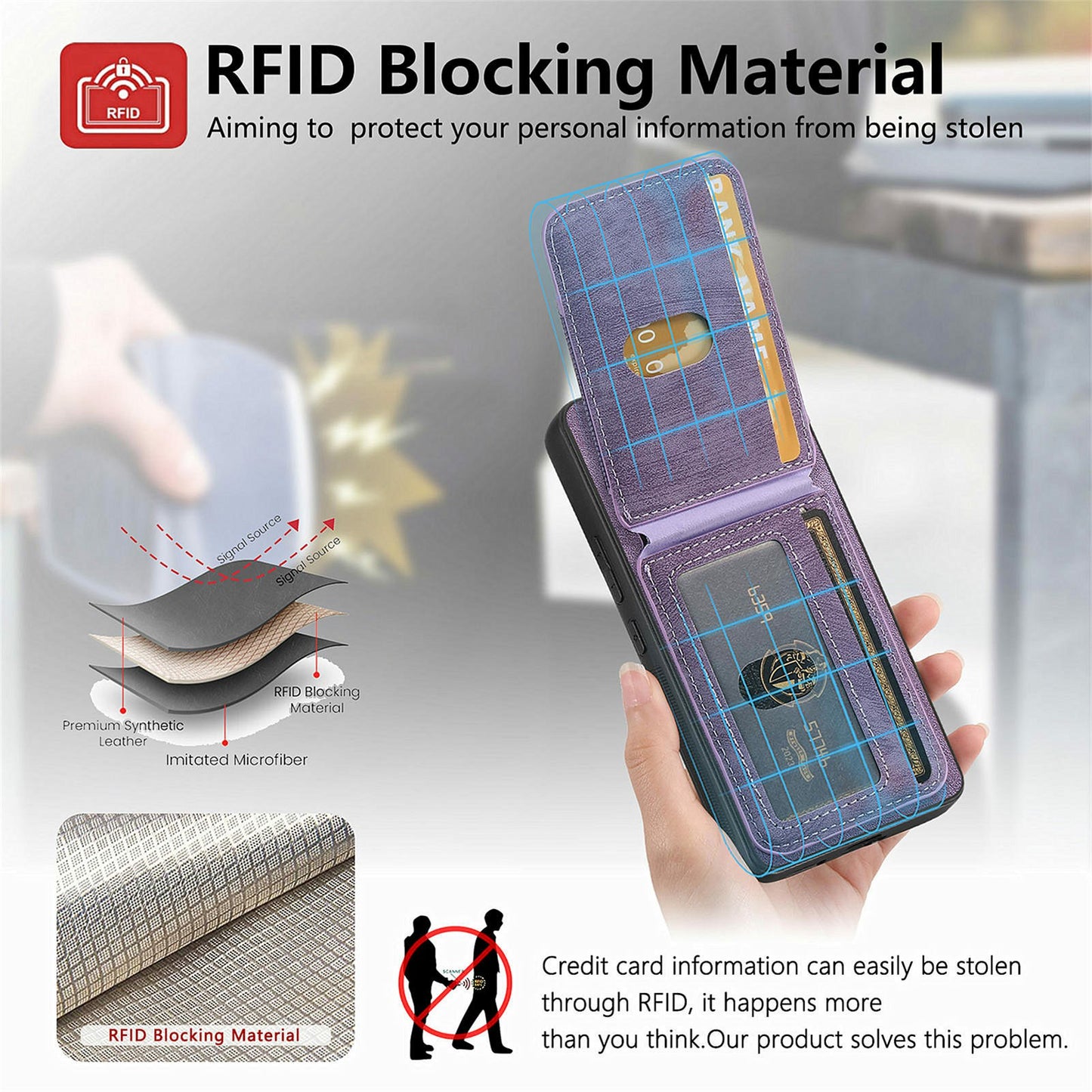 For Samsung Galaxy A06 Case Vertical Flip Card Holder Ring Holder Kickstand Leather Back Cover - Purple