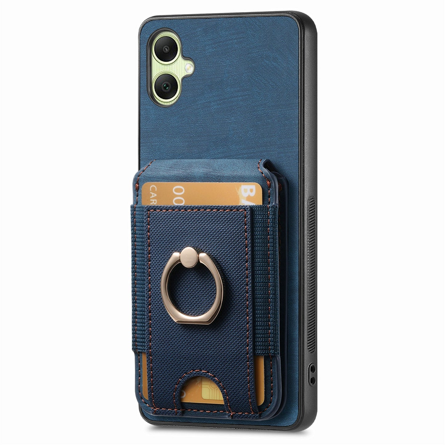 For Samsung Galaxy A06 Case Vertical Flip Card Holder Ring Holder Kickstand Leather Back Cover - Blue