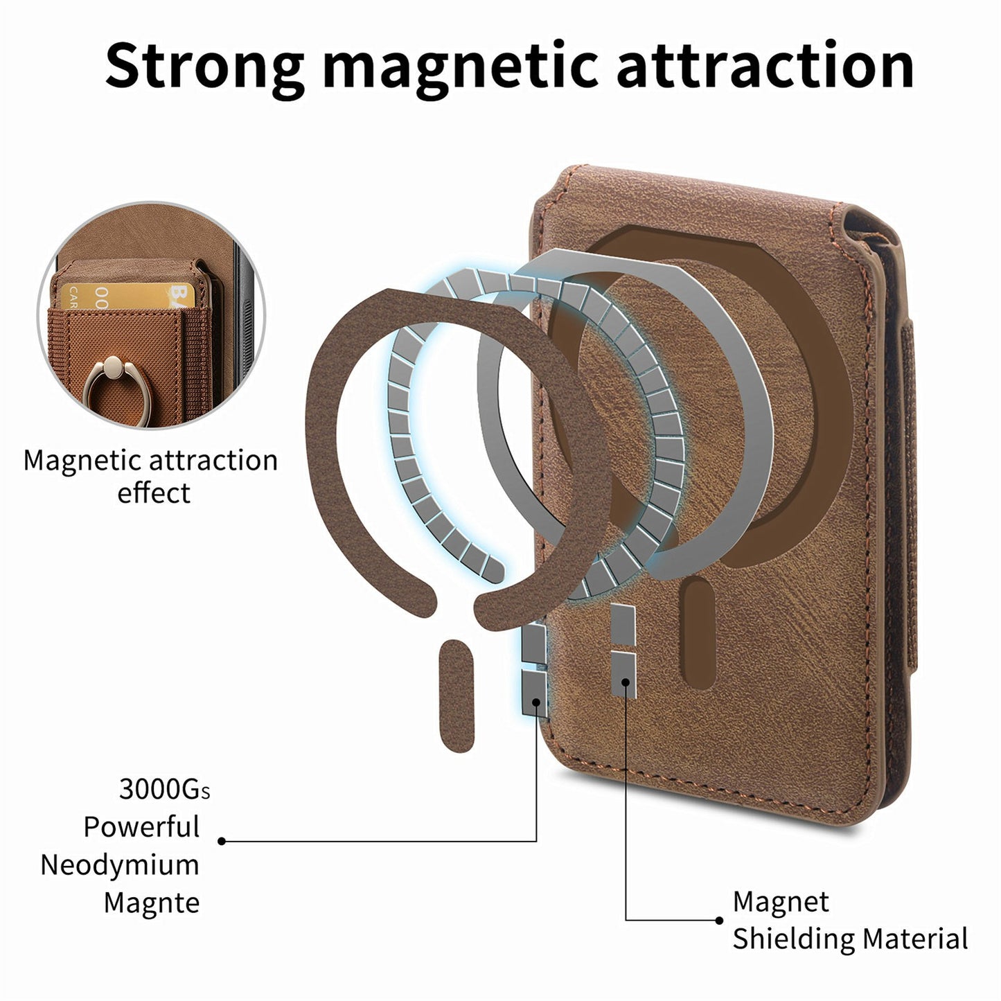 For Samsung Galaxy A06 Case Vertical Flip Card Holder Ring Holder Kickstand Leather Back Cover - Brown
