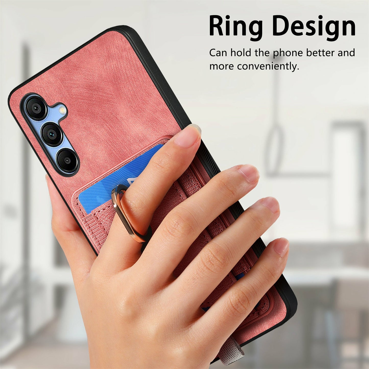 For Samsung Galaxy A16 4G / 5G Magnetic Case Card Holder Ring Kickstand PU Leather Phone Back Cover - Purple