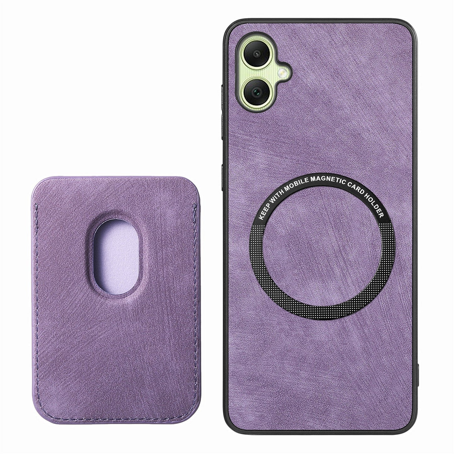 For Samsung Galaxy A06 Case Leather+TPU Retro Phone Cover with Detachable Card Slot - Purple