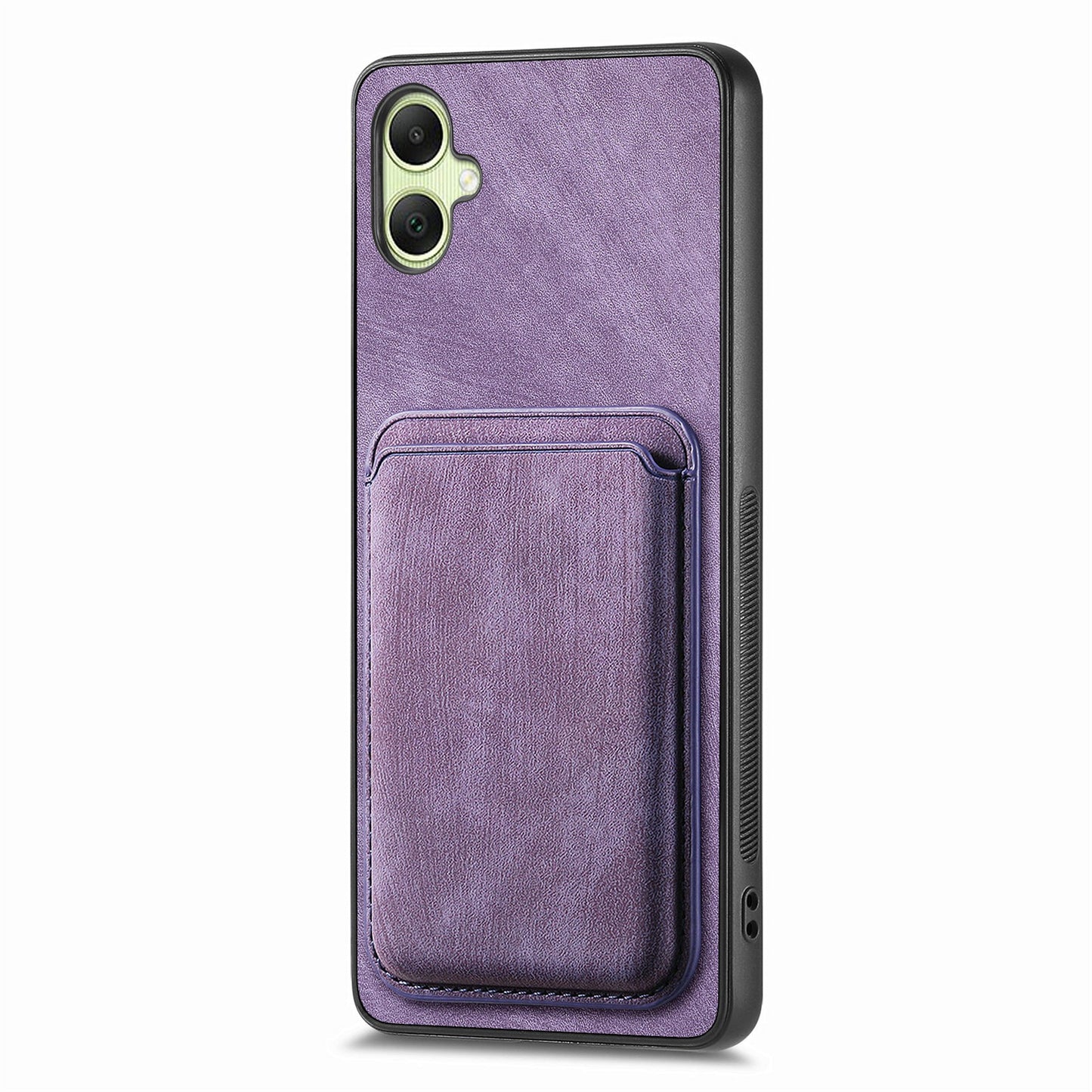 For Samsung Galaxy A06 Case Leather+TPU Retro Phone Cover with Detachable Card Slot - Purple