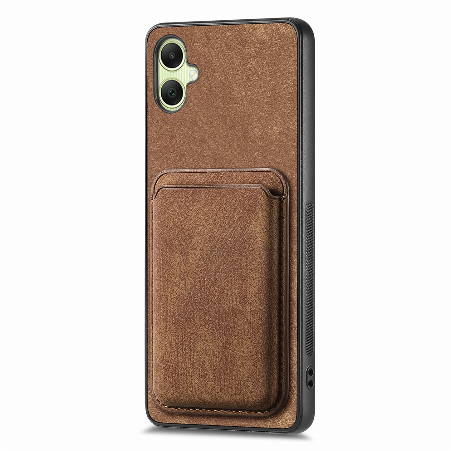 For Samsung Galaxy A06 Case Leather+TPU Retro Phone Cover with Detachable Card Slot - Brown