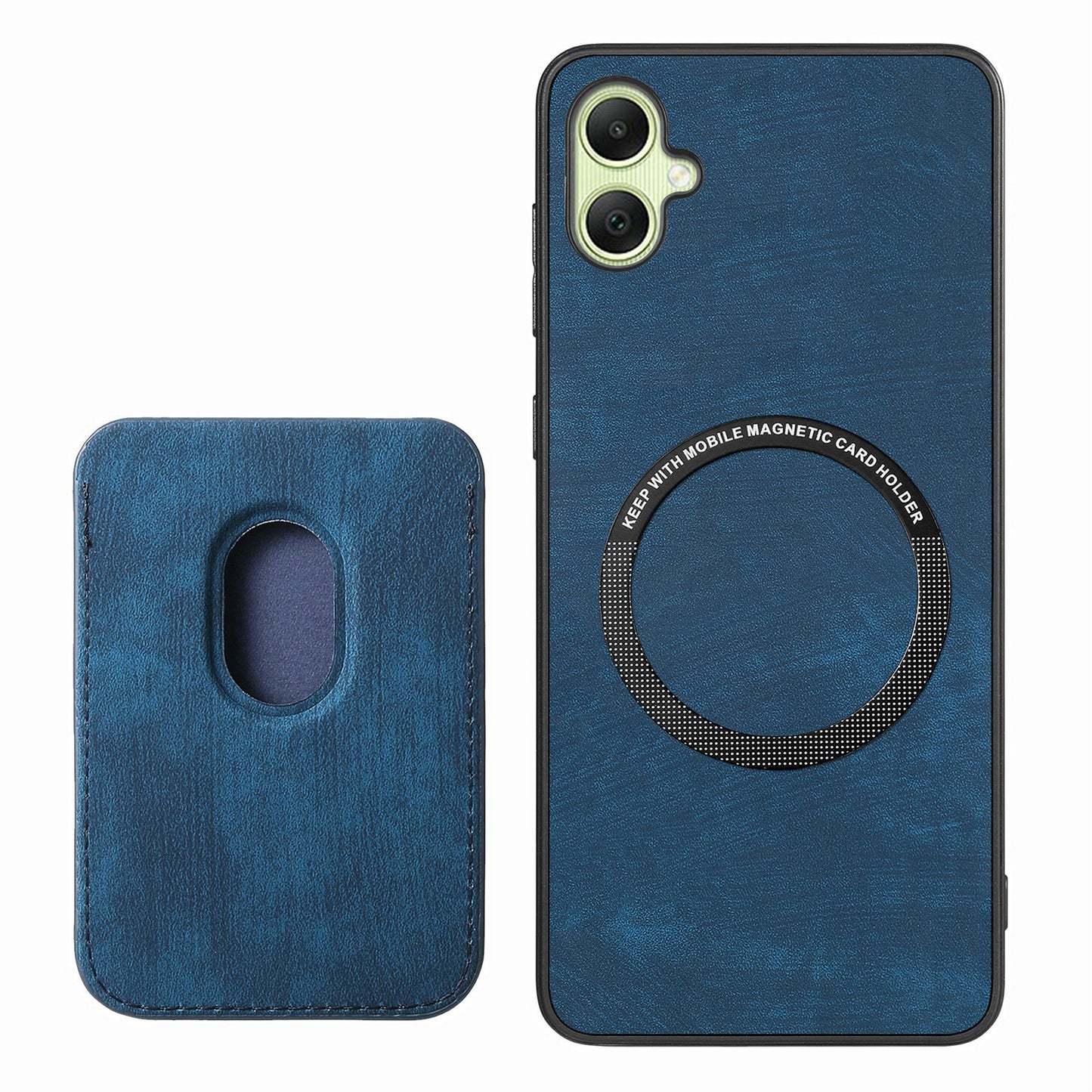 For Samsung Galaxy A06 Case Leather+TPU Retro Phone Cover with Detachable Card Slot - Blue