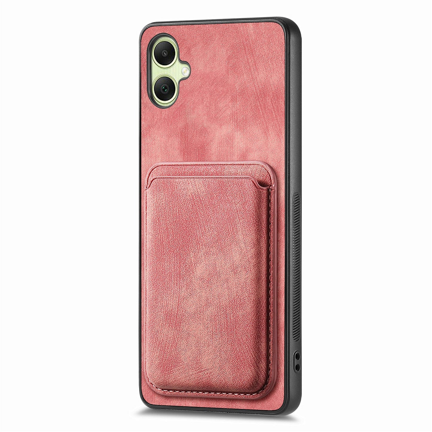 For Samsung Galaxy A06 Case Leather+TPU Retro Phone Cover with Detachable Card Slot - Pink