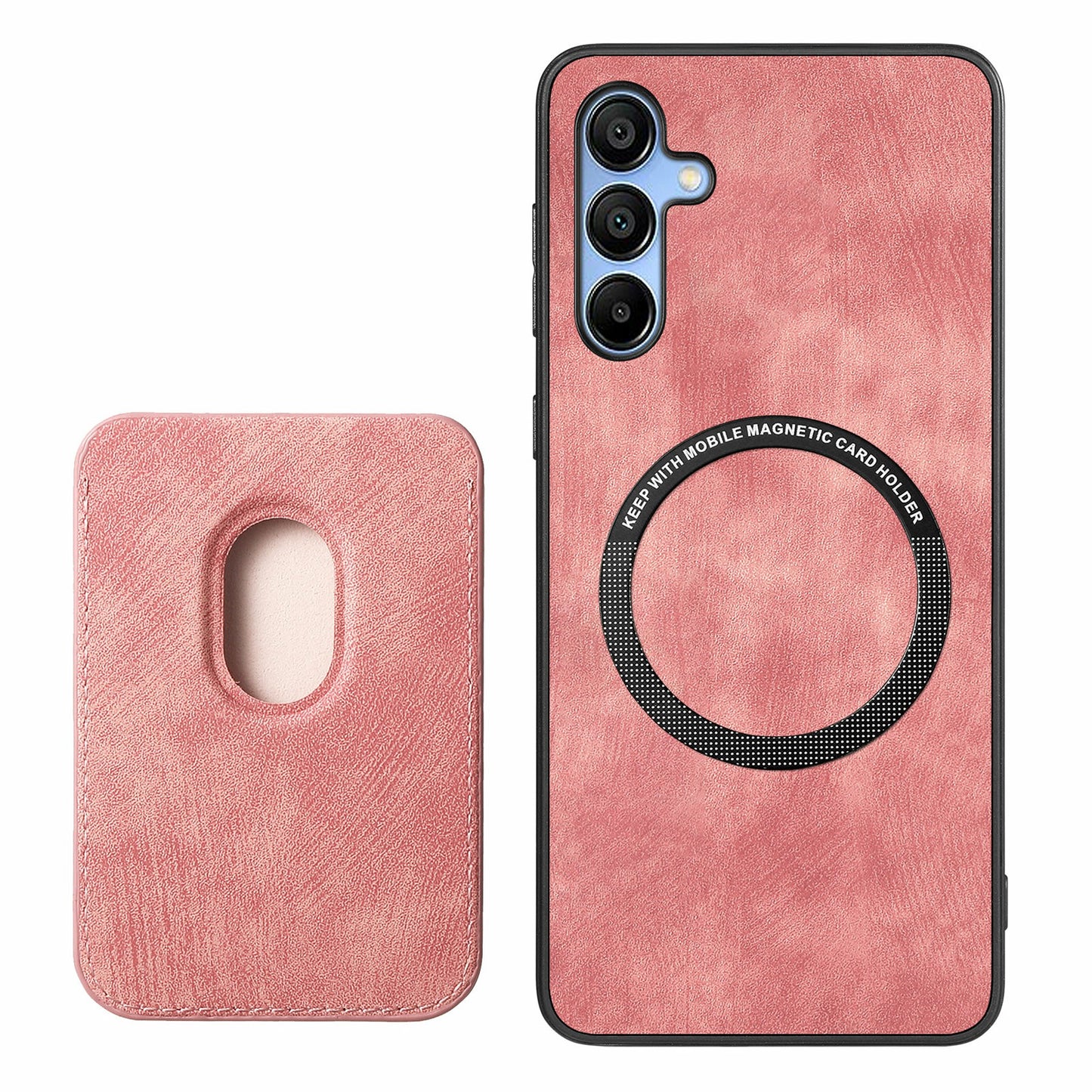 For Samsung Galaxy A16 4G / 5G Case Leather+TPU Retro Phone Cover with Detachable Card Slot - Pink