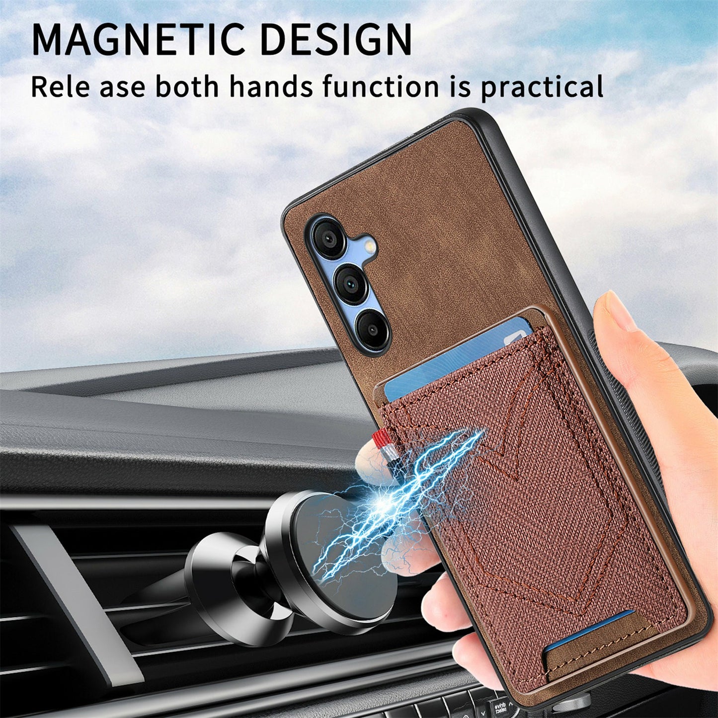 For Samsung Galaxy A16 4G / 5G Phone Case Retro Jean Cloth Texture Leather Back Cover Card Holder - Black