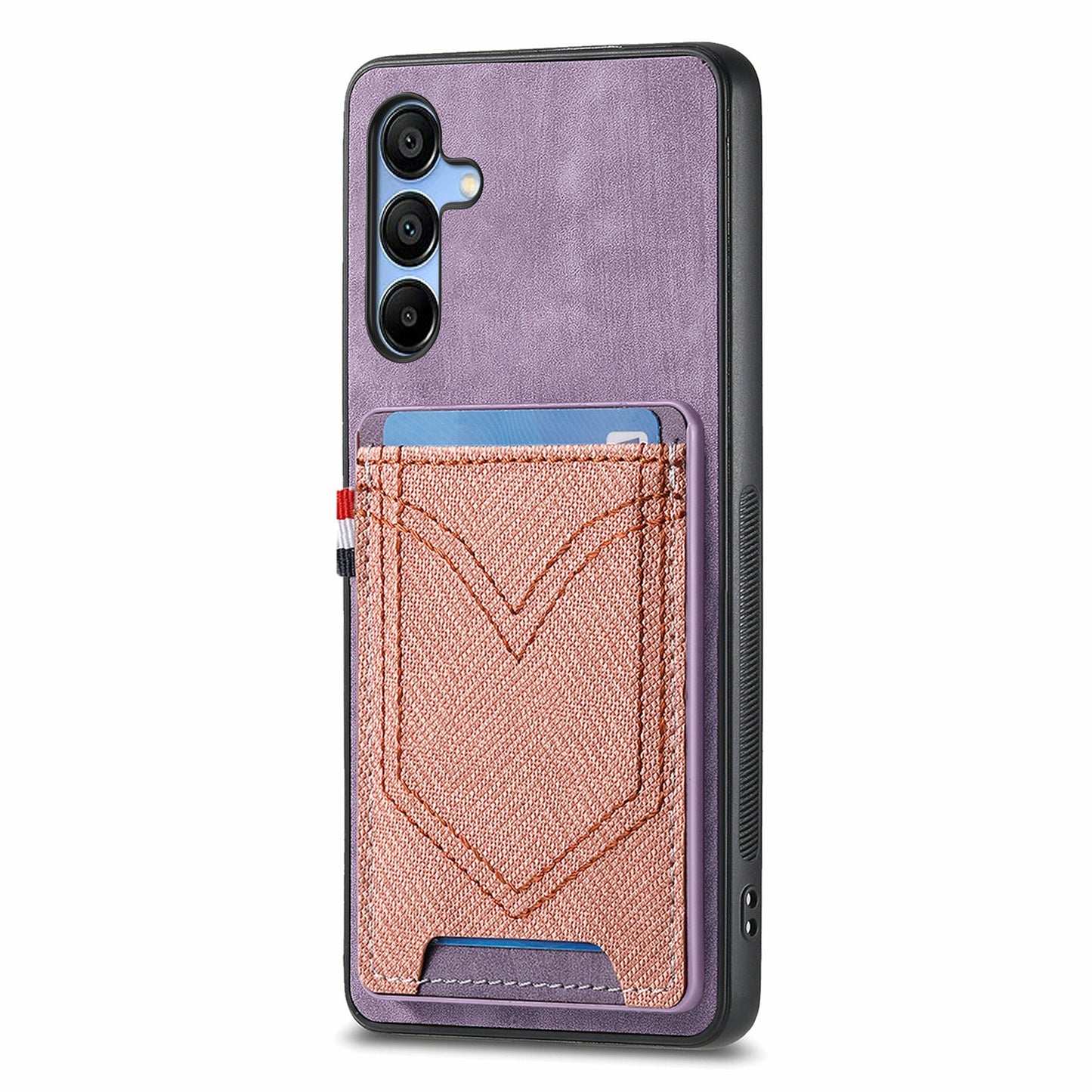 For Samsung Galaxy A16 4G / 5G Phone Case Retro Jean Cloth Texture Leather Back Cover Card Holder - Purple