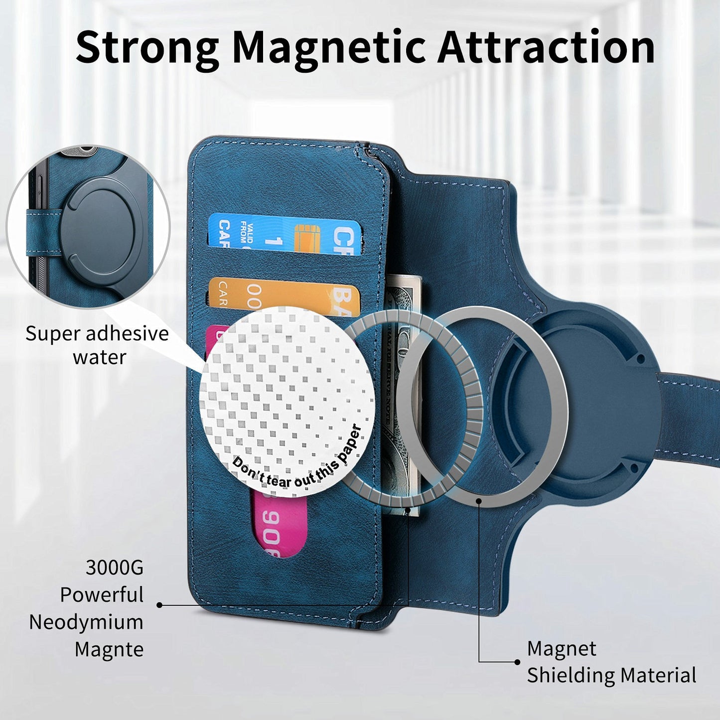 CASENEO MW-03 For Samsung Galaxy A16 4G / 5G Case Detachable Wallet Leather+TPU Phone Cover - Dark Blue
