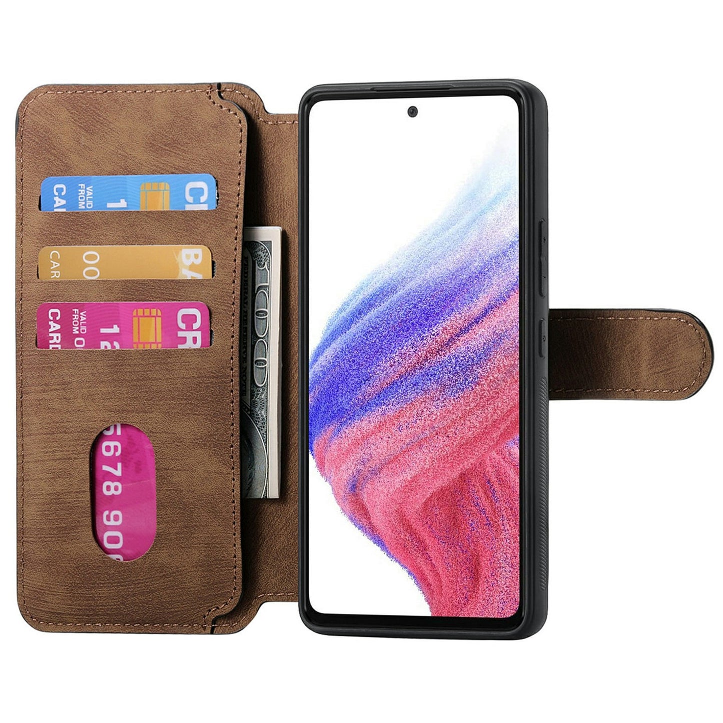 CASENEO MW-03 For Samsung Galaxy A06 Case Detachable Wallet Leather+TPU Phone Cover - Brown