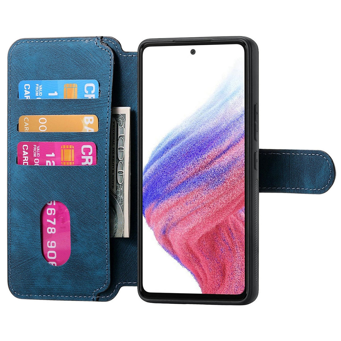 CASENEO MW-03 For Samsung Galaxy A06 Case Detachable Wallet Leather+TPU Phone Cover - Dark Blue