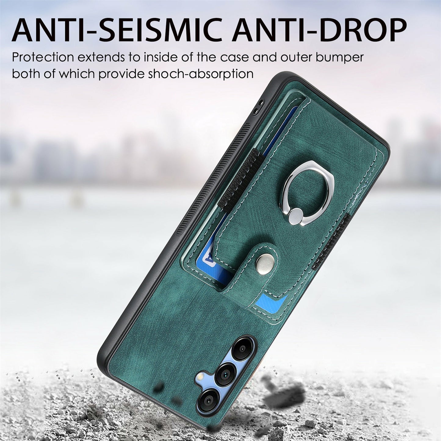 For Samsung Galaxy A16 4G / 5G Case Kickstand Leather+TPU Non-Slip Protective Cover Card Slots - Green