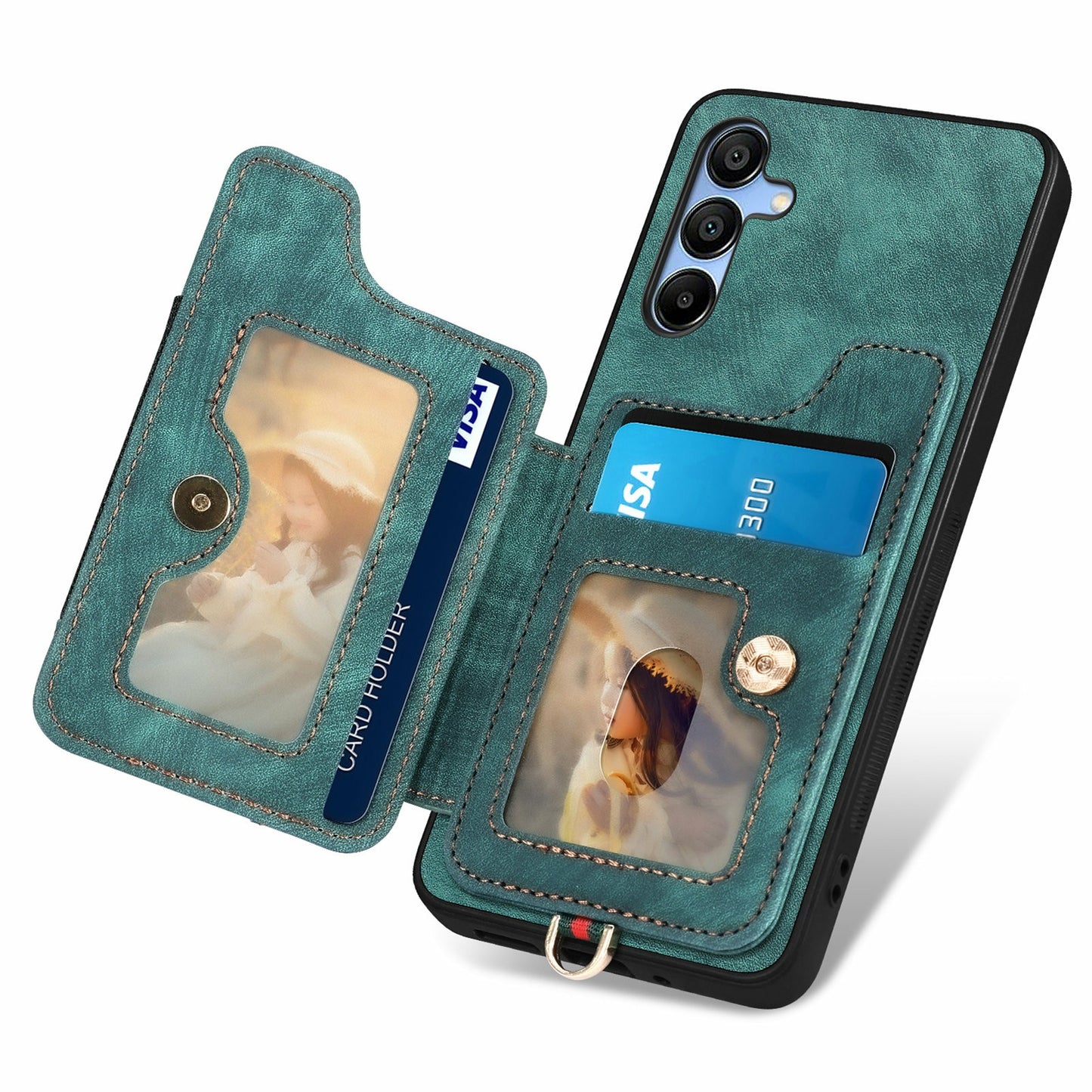 For Samsung Galaxy A16 4G / A16 5G Case RFID Blocking Handbag Leather+TPU Phone Cover Card Slots, Ring Holder - Green