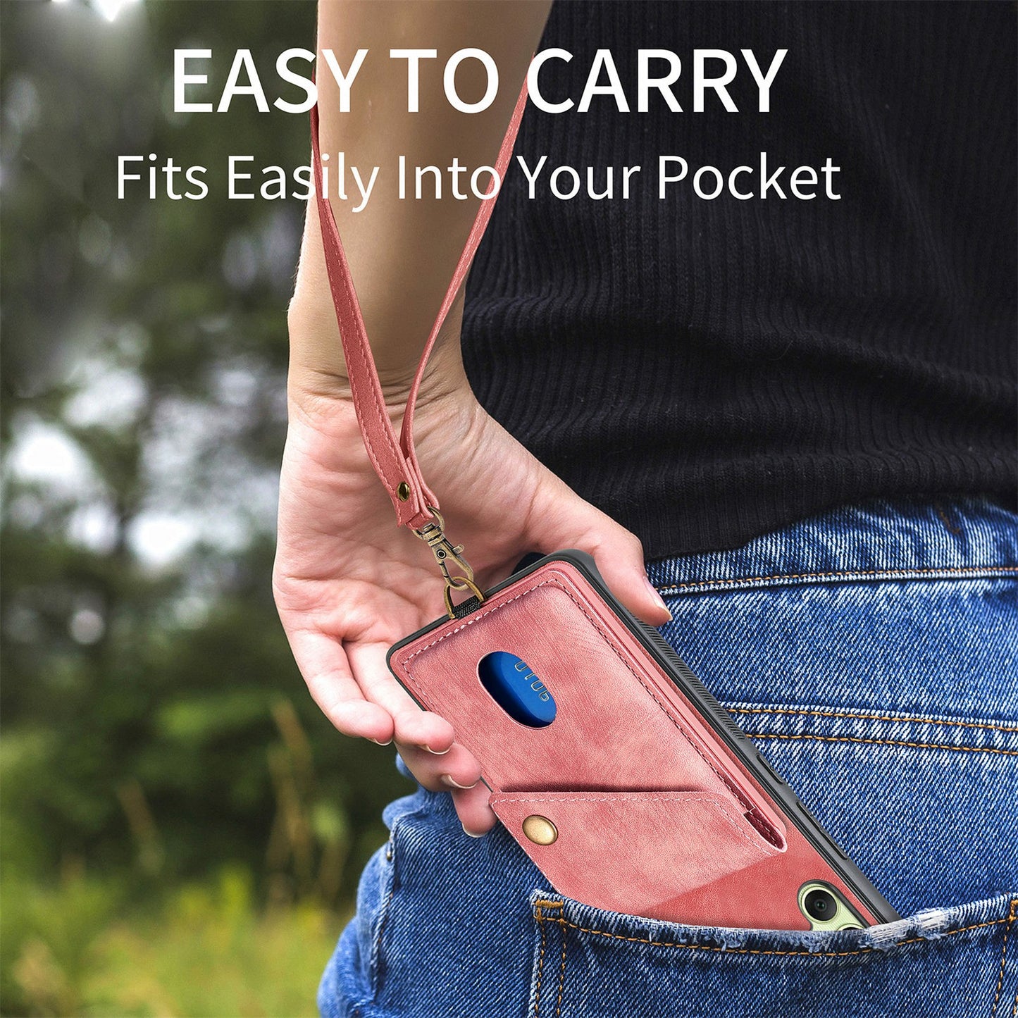 For Samsung Galaxy A06 Case with Card Slot Kickstand Leather TPU Phone Cover - Blue