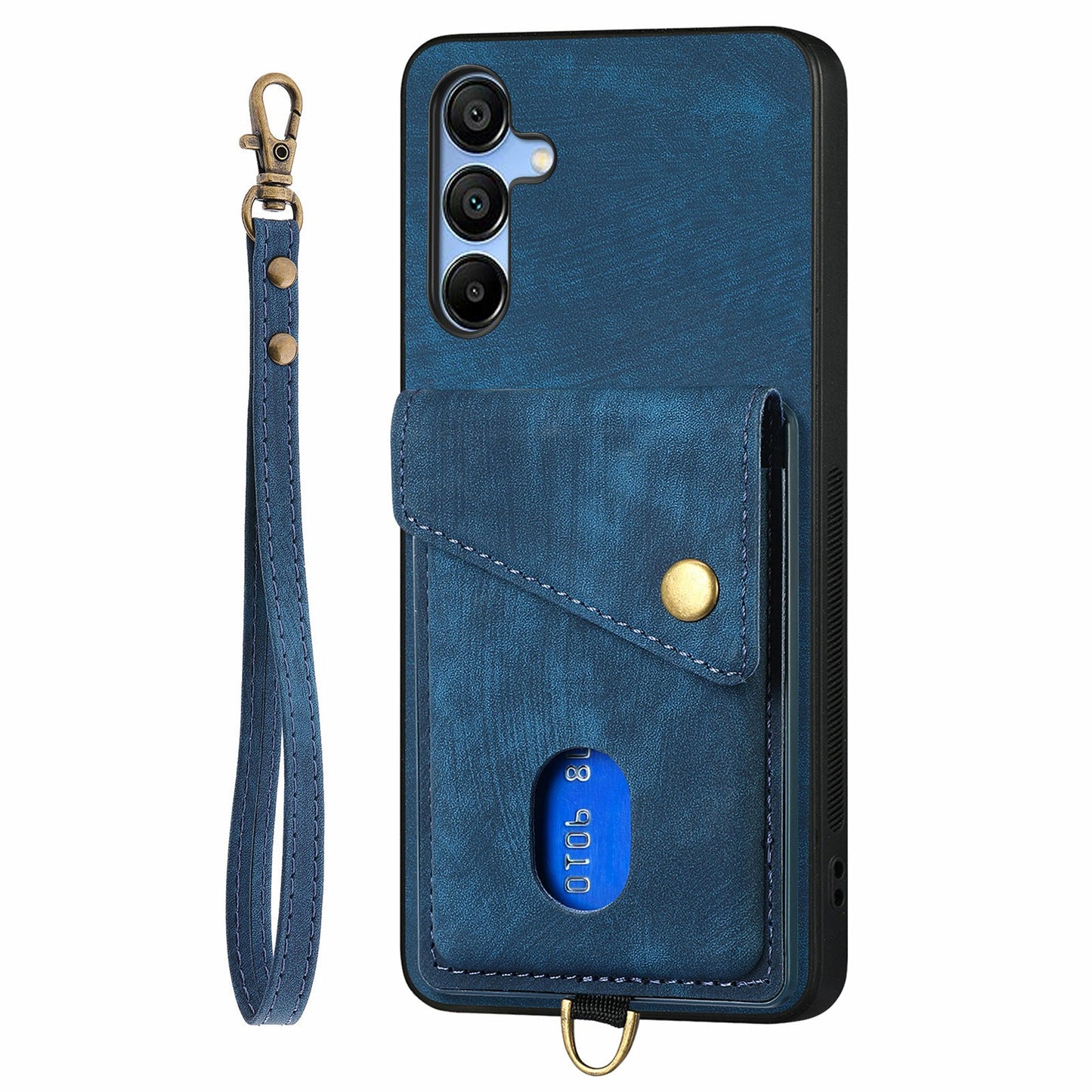 For Samsung Galaxy A16 4G / 5G Case with Card Slot Kickstand Leather TPU Phone Cover - Blue