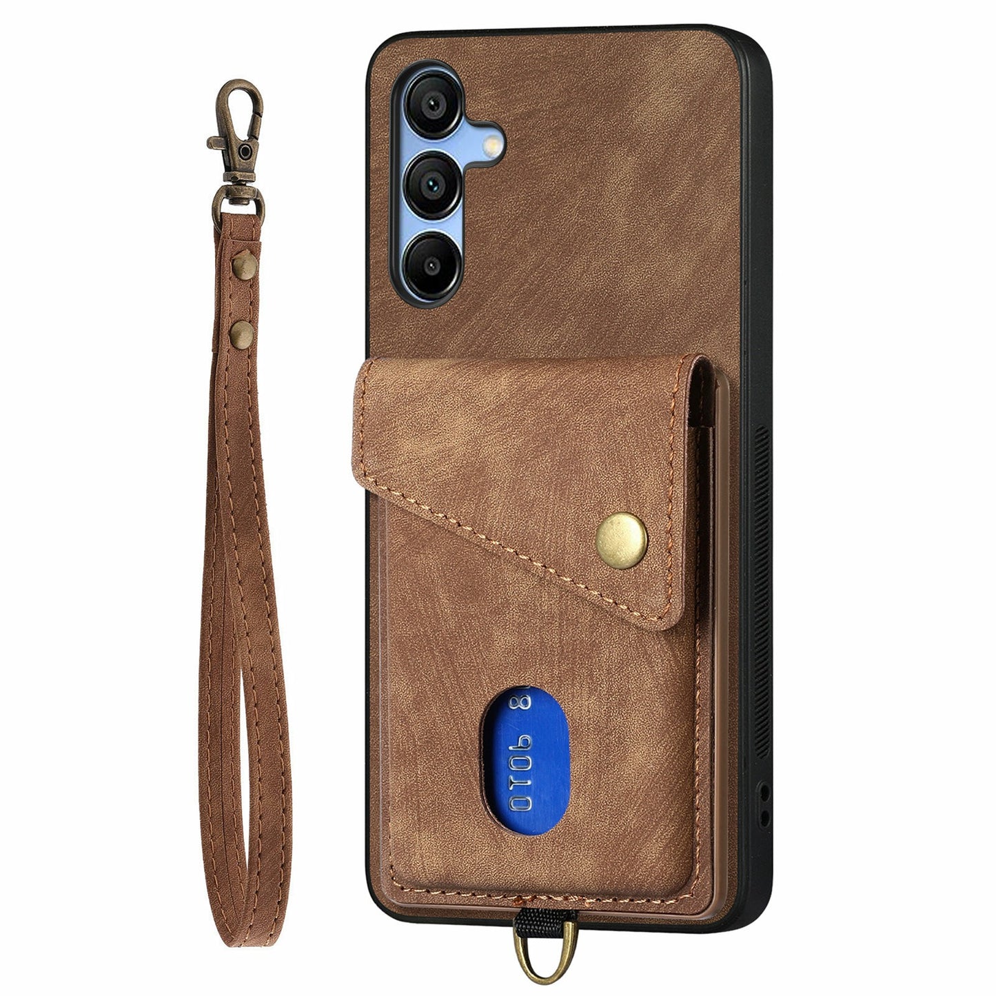 For Samsung Galaxy A16 4G / 5G Case with Card Slot Kickstand Leather TPU Phone Cover - Brown