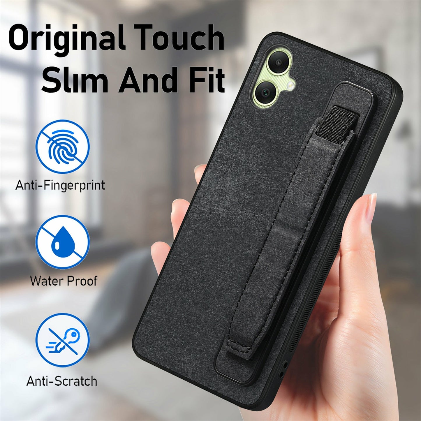 For Samsung Galaxy A06 Case Wristband Leather + TPU Phone Cover - Purple