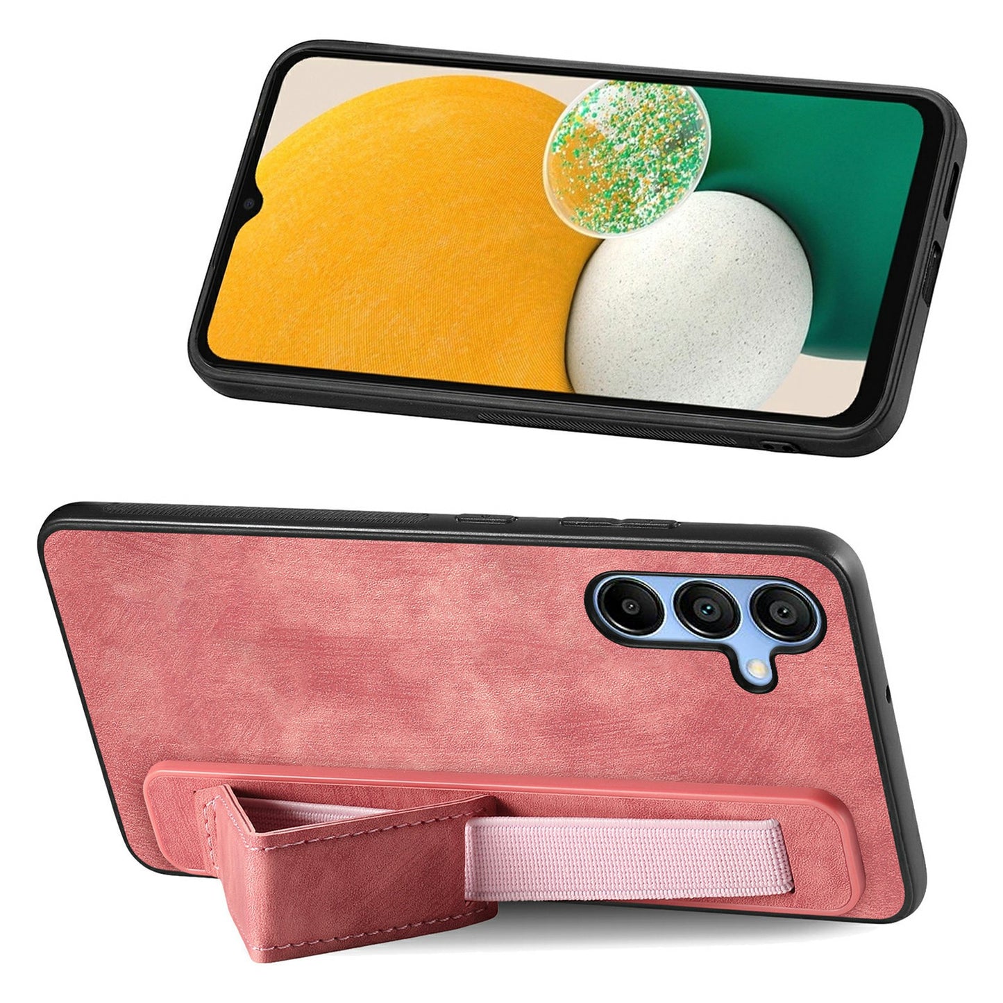 For Samsung Galaxy A16 4G / 5G Case Wristband Leather + TPU Phone Cover - Pink