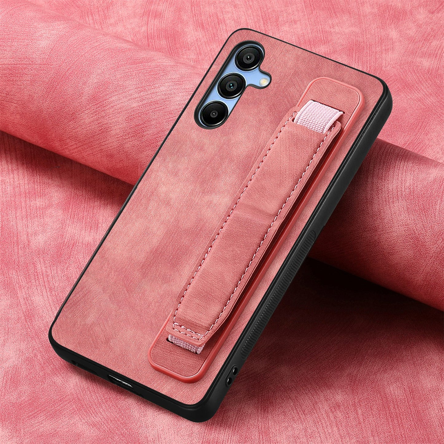 For Samsung Galaxy A16 4G / 5G Case Wristband Leather + TPU Phone Cover - Pink