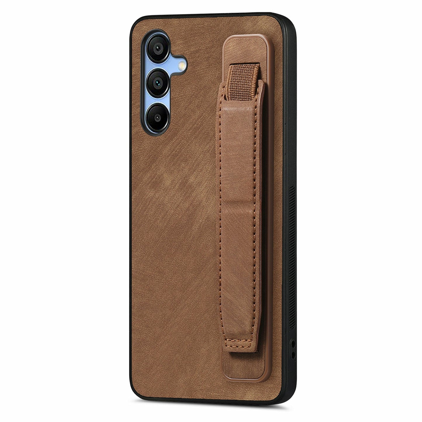 For Samsung Galaxy A16 4G / 5G Case Wristband Leather + TPU Phone Cover - Brown