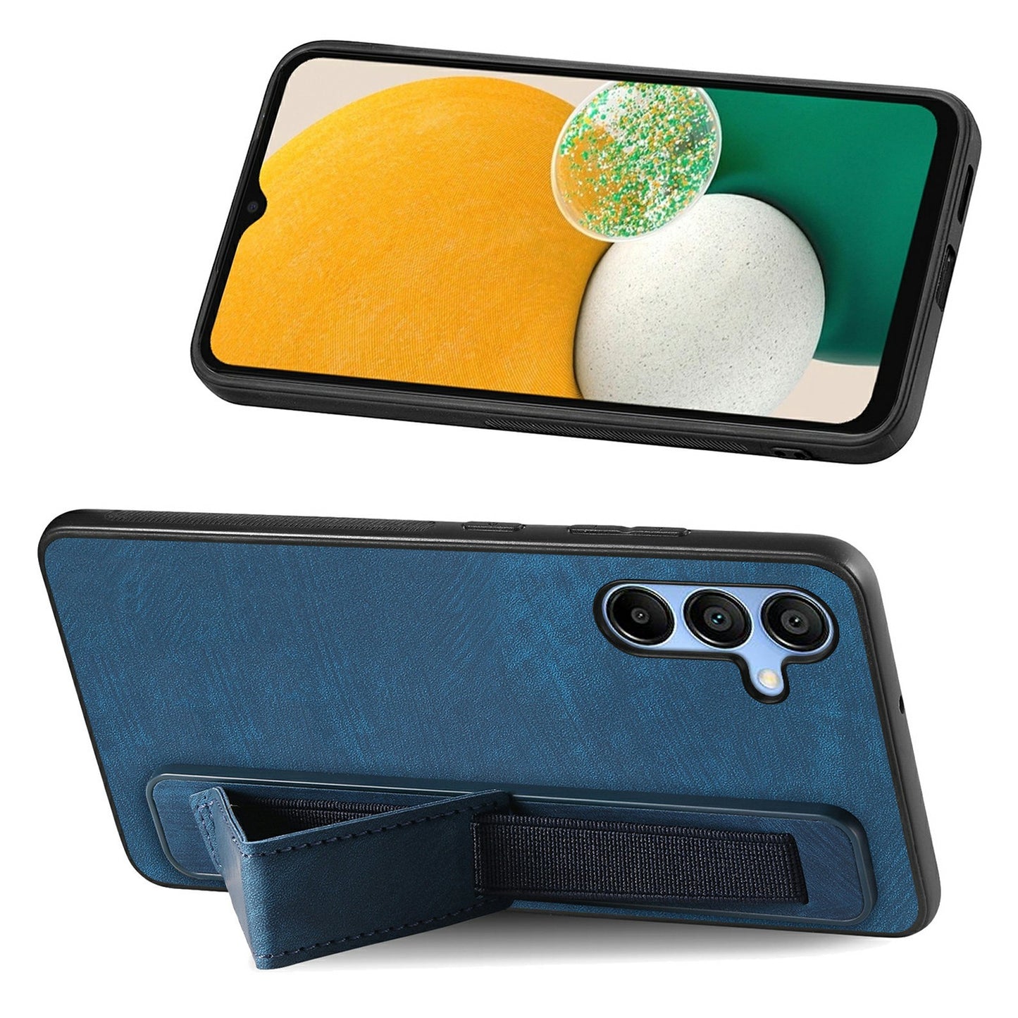 For Samsung Galaxy A16 4G / 5G Case Wristband Leather + TPU Phone Cover - Blue