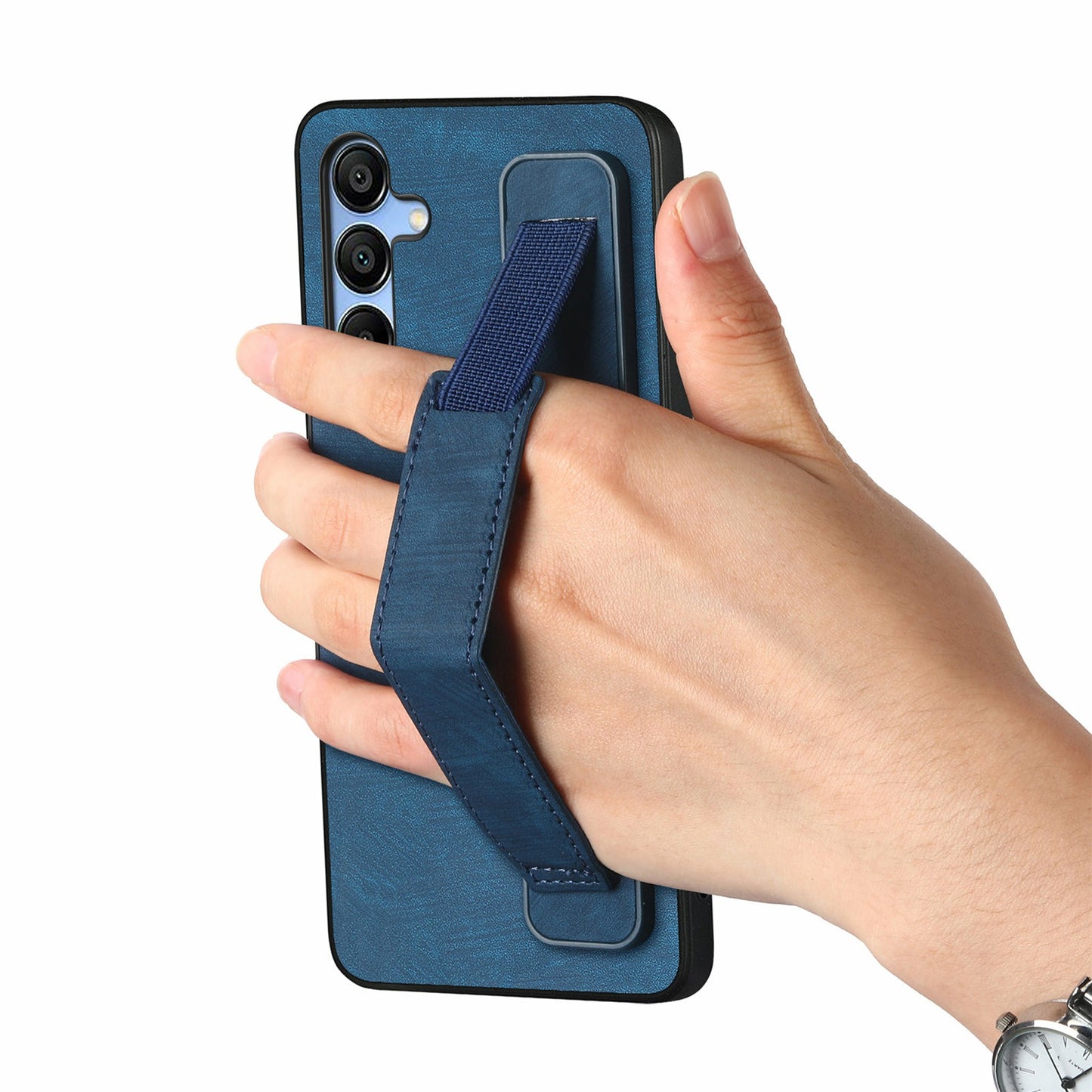 For Samsung Galaxy A16 4G / 5G Case Wristband Leather + TPU Phone Cover - Blue