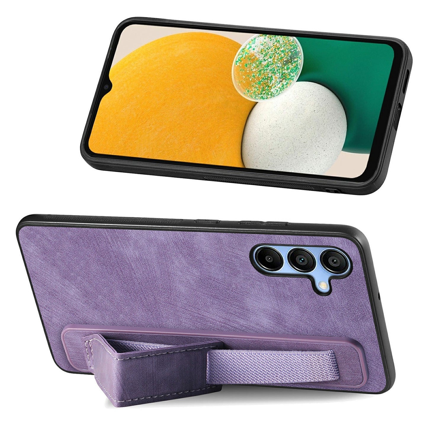 For Samsung Galaxy A16 4G / 5G Case Wristband Leather + TPU Phone Cover - Purple