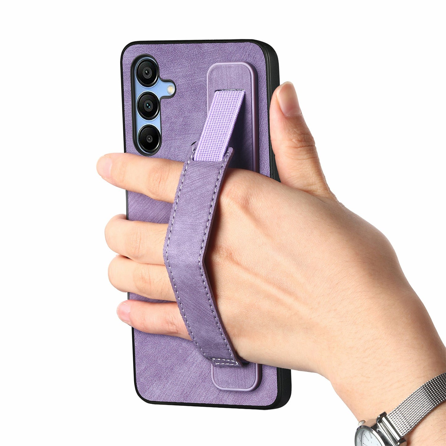 For Samsung Galaxy A16 4G / 5G Case Wristband Leather + TPU Phone Cover - Purple