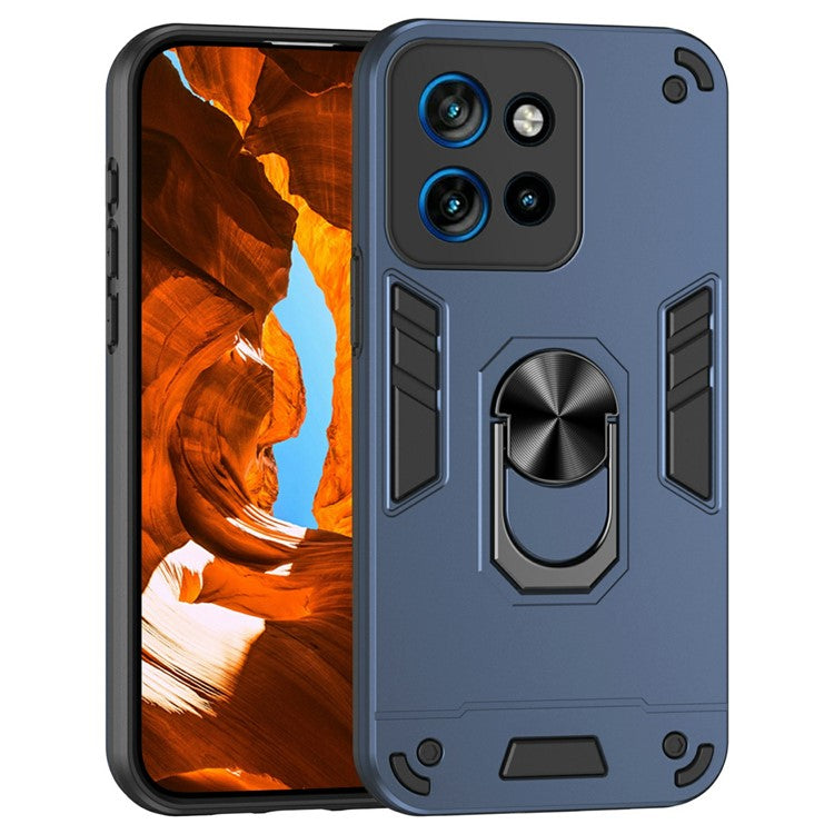 For Motorola Edge 50 Neo 5G / Moto S50 5G / Thinkphone 25 5G Case PC+TPU Drop Defend Phone Cover with Ring Kickstand - Blue