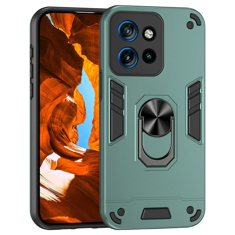 For Motorola Edge 50 Neo 5G / Moto S50 5G / Thinkphone 25 5G Case PC+TPU Drop Defend Phone Cover with Ring Kickstand - Green