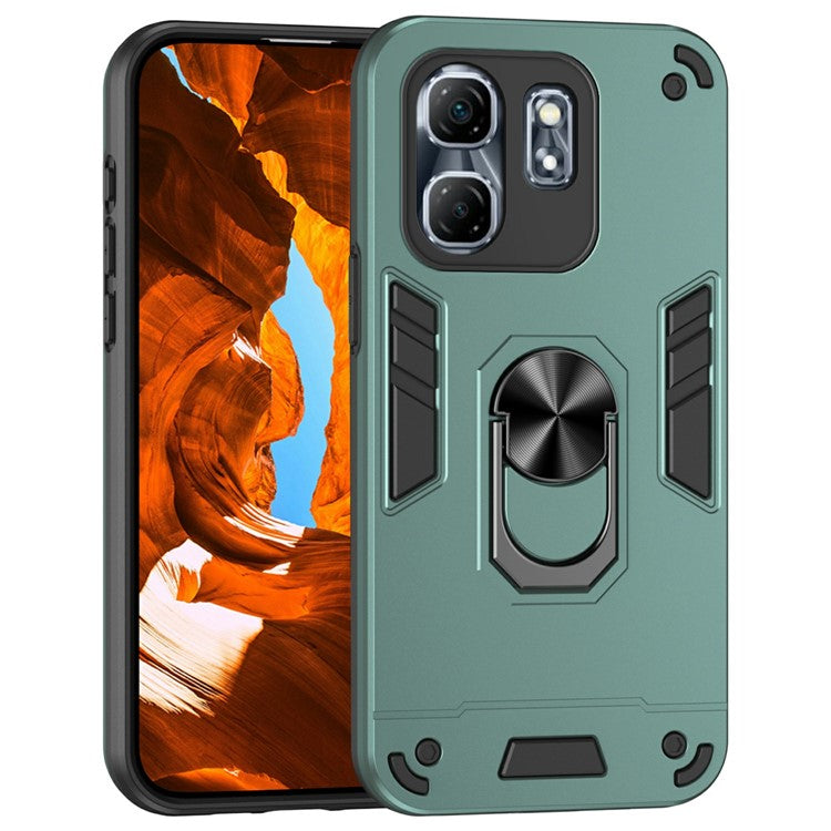 For Infinix Hot 50i 4G Case PC+TPU Drop Defend Phone Cover with Ring Kickstand - Green