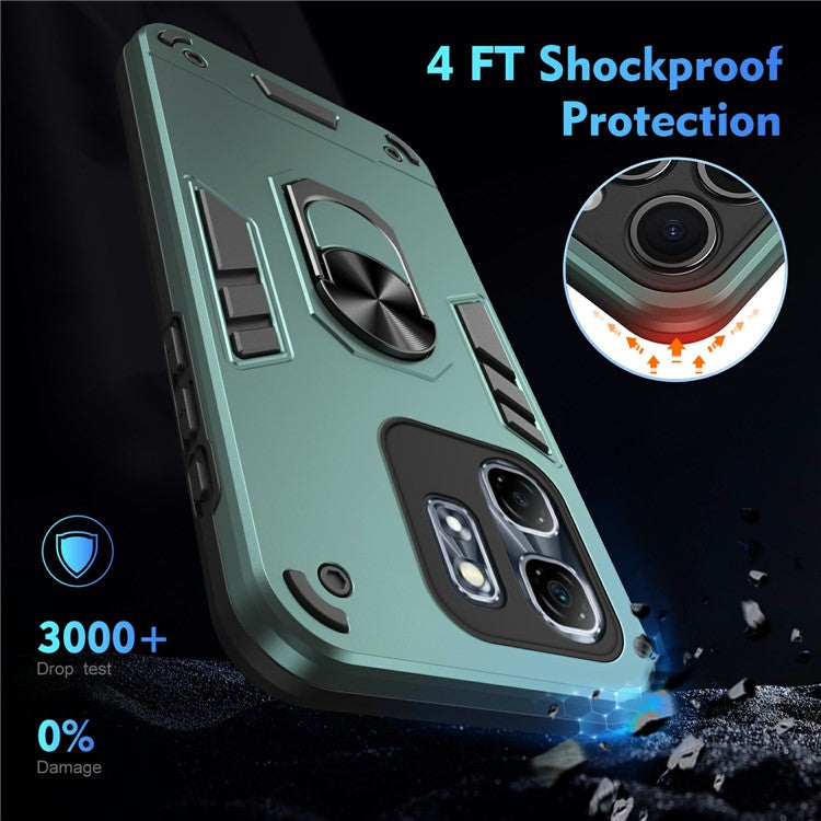 For Infinix Hot 50i 4G Case PC+TPU Drop Defend Phone Cover with Ring Kickstand - Green
