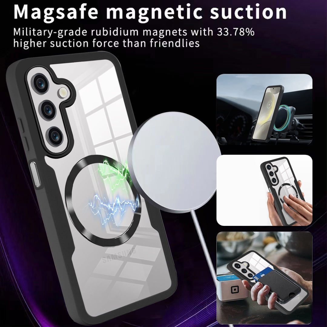 For Samsung Galaxy A16 4G / 5G Case Compatible with MagSafe CD Vein PC+TPU+Acrylic Full Protection Phone Cover - Red