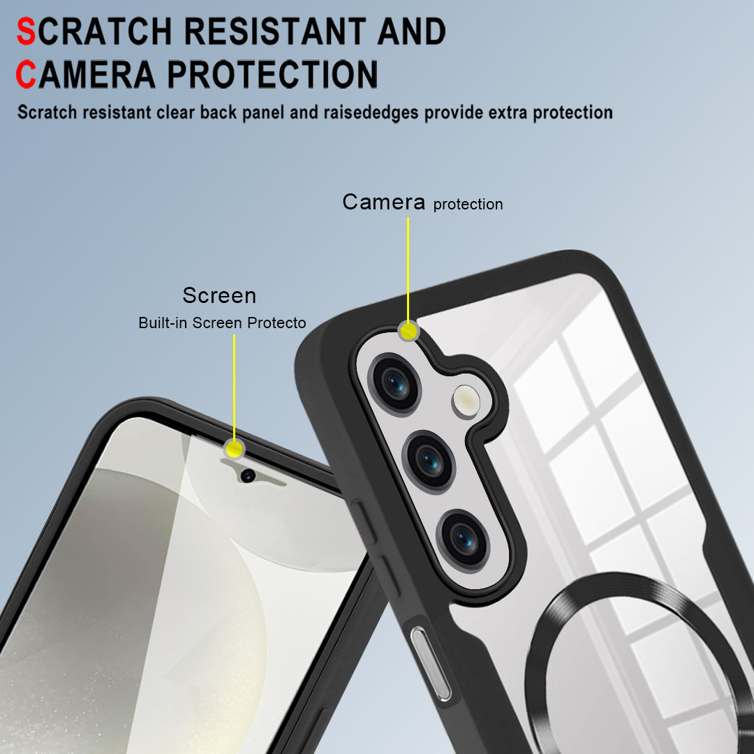 For Samsung Galaxy A16 4G / 5G Case Compatible with MagSafe CD Vein PC+TPU+Acrylic Full Protection Phone Cover - Dark Blue