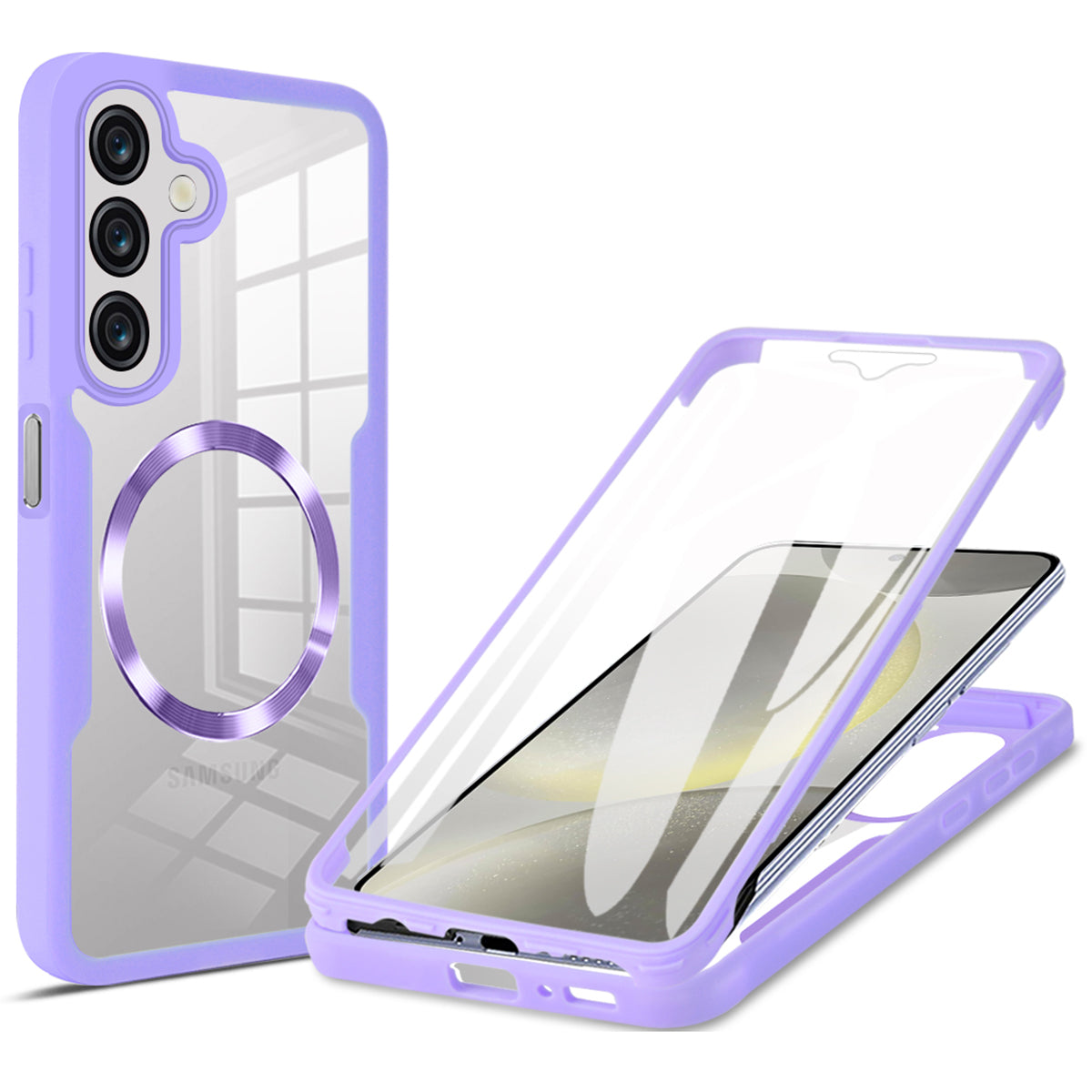 For Samsung Galaxy A16 4G / 5G Case Compatible with MagSafe CD Vein PC+TPU+Acrylic Full Protection Phone Cover - Purple