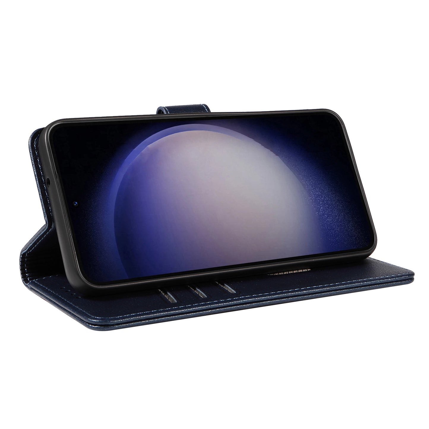 For Samsung Galaxy A16 4G / A16 5G Leather Case Litchi Texture RFID Blocking Wallet Stand Phone Cover - Blue