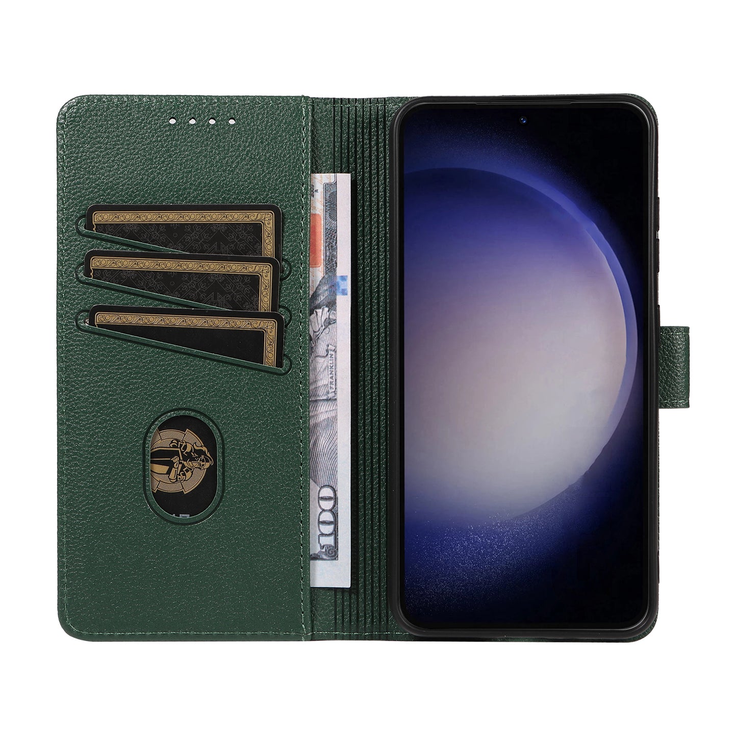 For Samsung Galaxy A16 4G / A16 5G Leather Case Litchi Texture RFID Blocking Wallet Stand Phone Cover - Green